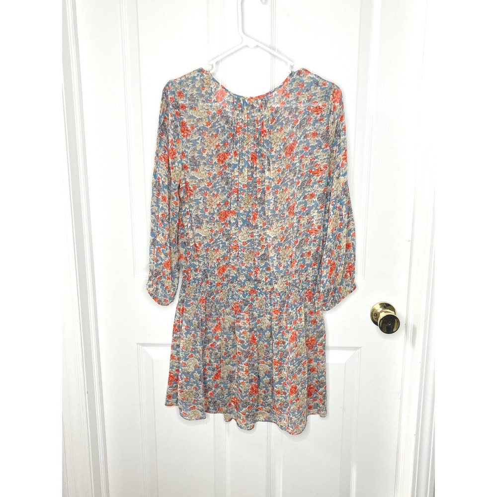 Joie Long Sleeve Silk Chiffon Mini Dress Floral Print Small Boho Festival Gypsy - Picture 3 of 7